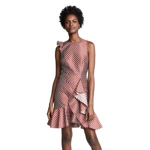 Keepsake Polka Dot Ruffled Asymmetrical Mini Dress Size XS
